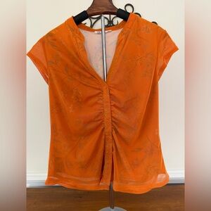DR2 Orange Floral Sheer Blouse